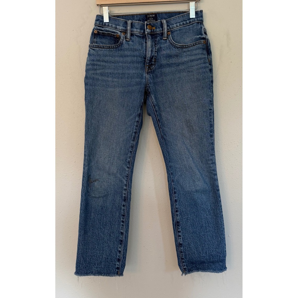 J.Crew Slim Boyfriend Jeans 24P Medium Wash Raw Hem Petite Denim